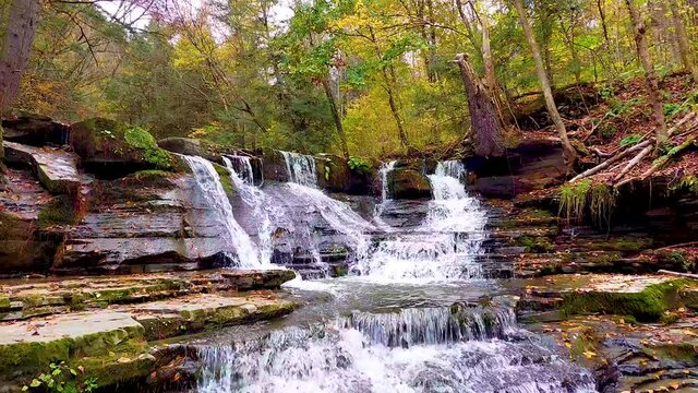 Small tiered waterfall on Sanford Creek behind the Windsor High School in Broome county in Upstate NY.