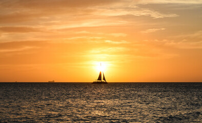 sailboat at sunset