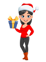 Cute businesswoman cartoon character. Pretty girl