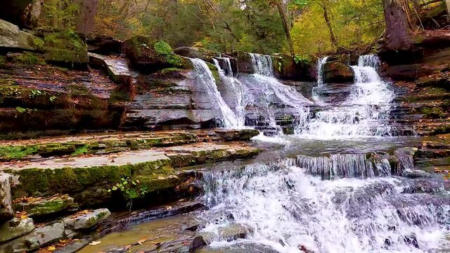 Small tiered waterfall on Sanford Creek behind the Windsor High School in Broome county in Upstate NY.