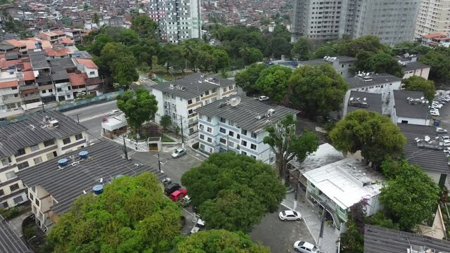 salvador, bahia, brazil - october 24, 2021: aerial view of a popular housing apartment condominium in the Cabula neighborhood in the city of Salvador.