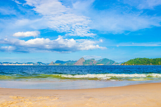 Flamengo Beach panorama view and cityscape Rio de Janeiro Brazil.