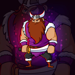 The warrior of the viking esport mascot design