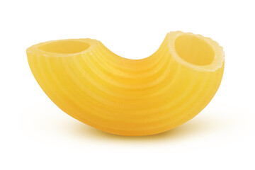 raw macaroni pasta isolated on white background with clipping path and full depth of field