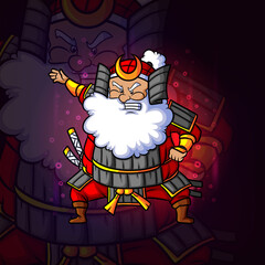 The santa with the samurai costume esport logo design