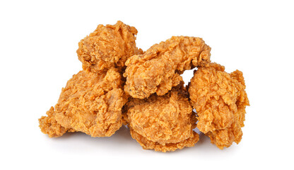 Fried chicken isolated on white background.