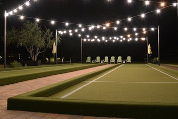 Bocce ball court with lights for night play