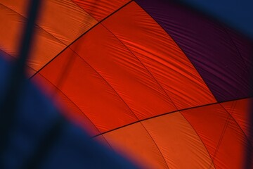 Colorful fabric panels on a hot air balloon
