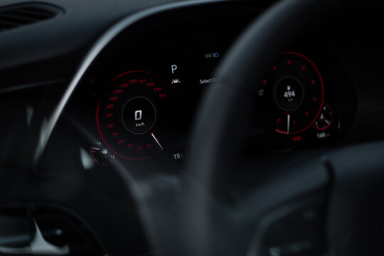 car dashboard and speedometer