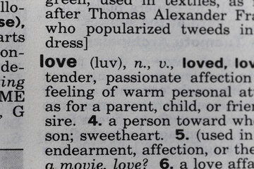 definition of love macro shot of dictionary texture paper
