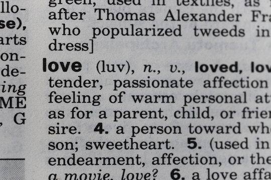 definition of love macro shot of dictionary texture paper