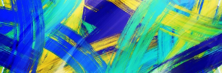 Abstract background painting art with blue, yellow and green paint brush for halloween poster, banner, website, card background