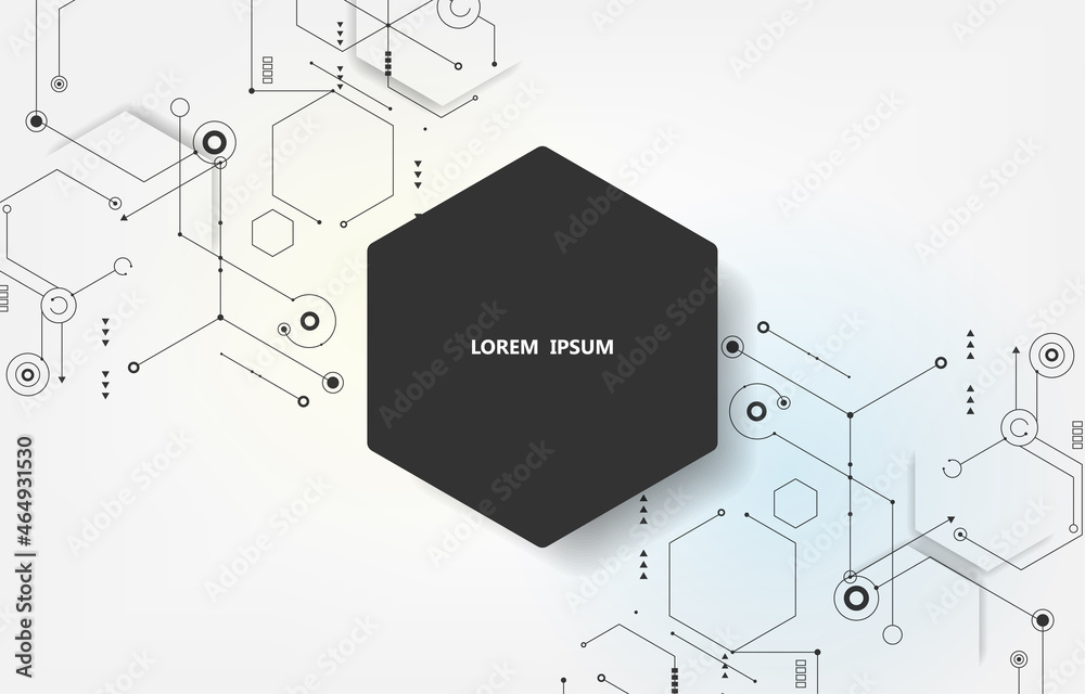 Wall mural white technology vector wallpaper geometric hexagon technology info graphic.logo.banner.template.