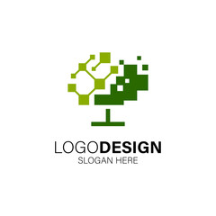 tree and technology logo design