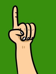 hand cartoon on green background