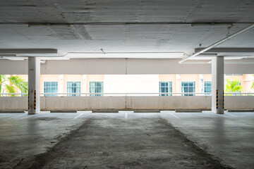 Parking garage department store interior Empty parking lot or garage interior Business building office
