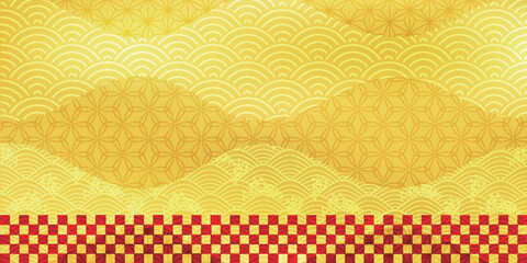 和柄　年賀状　チェック　背景