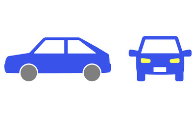 シンプルな車のイラスト（正面・側面）