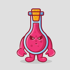 cute flask glass mascot with mad expression isolated cartoon in flat style