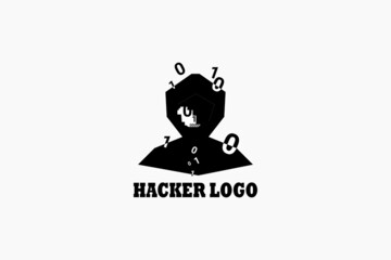 Vector logo element with Hacker Skull illustration. Anonymous Logo. usable for tech logo