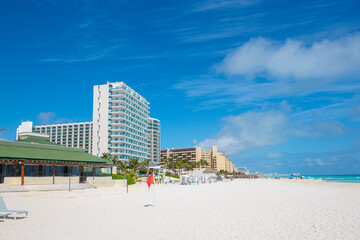 Cancun beach and Seadust Cancun Family Resort, Cancun, Quintana Roo QR, Mexico.