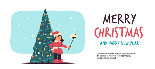 elf taking selfie photo on smartphone camera santa helper preparing for new year and christmas holidays celebration