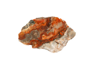 close up on lace agate rock isolated on white background