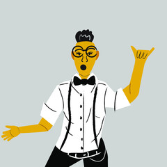 Lesbian woman rocking out in a bowtie