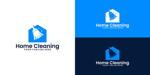 inspiration for a broom house logo design, a clean house and a business card