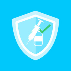 Vaccine icon approved. Confirmed injection. Medical confirmation