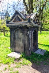 Old stone crypt on the ancient cemetery