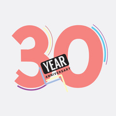 30th Years Anniversary Logo Birthday Celebration Abstract Design Vector Illustration.