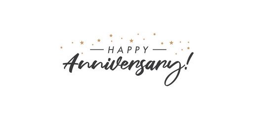 Happy Anniversary calligraphy inscription. Greeting banner. Hand drawn style design. Handwritten modern lettering.