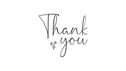 Thank you handwritten inscription with sparkles. Hand drawn lettering. Thanks calligraphic message design. Vector illustration.