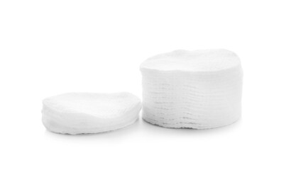 New clean cotton pads on white background