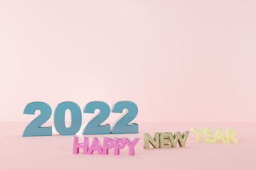 2022 on clean color abstract background.