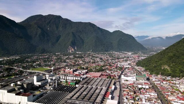 Aerial view of Orizaba and beer factory in mexico