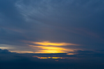 Sunset sky with dramatic clouds and beautiful dark blue cloud
