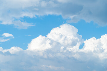Naklejka na ściany i meble Blue sky white clouds and Beautiful puffy fluffy cumulus cloud, cloudscape background.