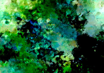 Fototapeta na wymiar 緑色の幻想的なキラキラ水彩テクスチャ背景 