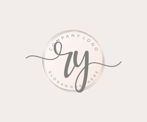 Initial RY feminine logo. Usable for Nature, Salon, Spa, Cosmetic and Beauty Logos. Flat Vector Logo Design Template Element. - obrazy, fototapety, plakaty