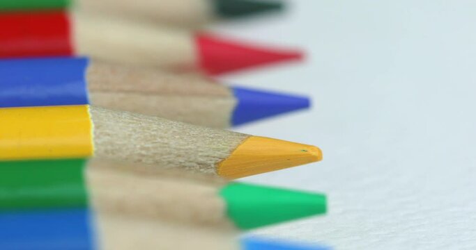 Coloring Pencils On A White Background - macro shot