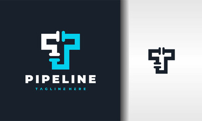 Obraz premium letter T pipe logo