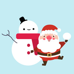 santa claus and snowman