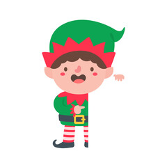 Elf character for decorating Christmas greeting cards.