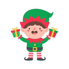 Elf character for decorating Christmas greeting cards.
