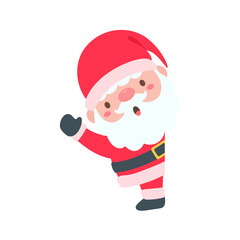 Santa Claus cartoon character with blank sign for decorating Christmas greeting cards