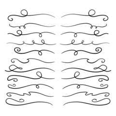 Obraz premium Set of decorative calligraphic elements for decoration. Dividers for books, greeting cards, invitations, web. Doodle style