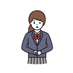 謝罪をする制服の女子学生のイラスト