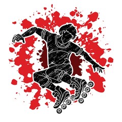 Roller blade Player Extreme Sport Cartoon Graphic Vector